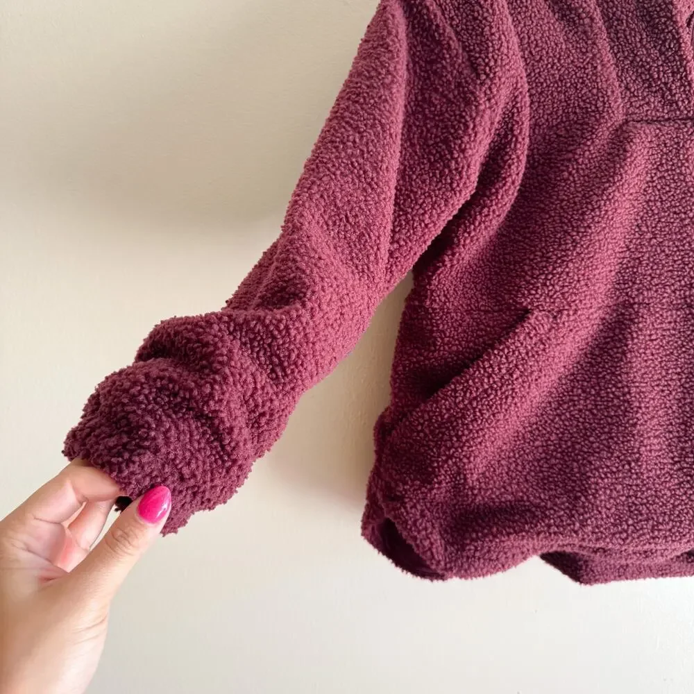 Nike Therma Fit Maroon Hooded Fleece Sherpa Pullover Sweatshirt XL Comfort